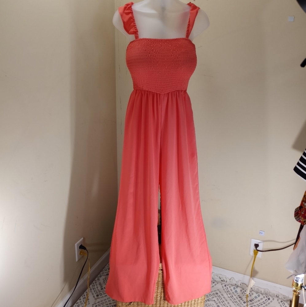 Purple snow jump ruffled strap off shoulder or on jump suit sz.m